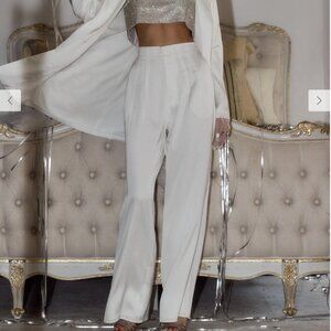 12th Tribe Halley White Satin Trousers